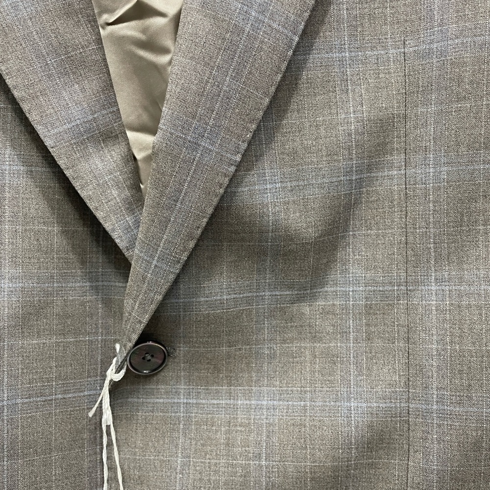 Valentino Men's Two-Piece Plaid Suit Jacket & Pants - Gray Blue 42L, 35 waist